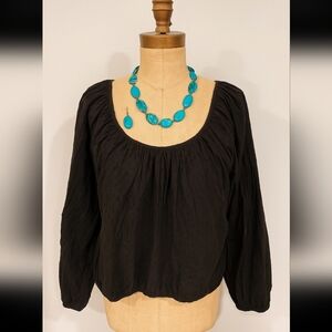 Maeve by Anthropologie Puff Sleeve Black Blouse - Size Small 😎 Peasant Bohemian